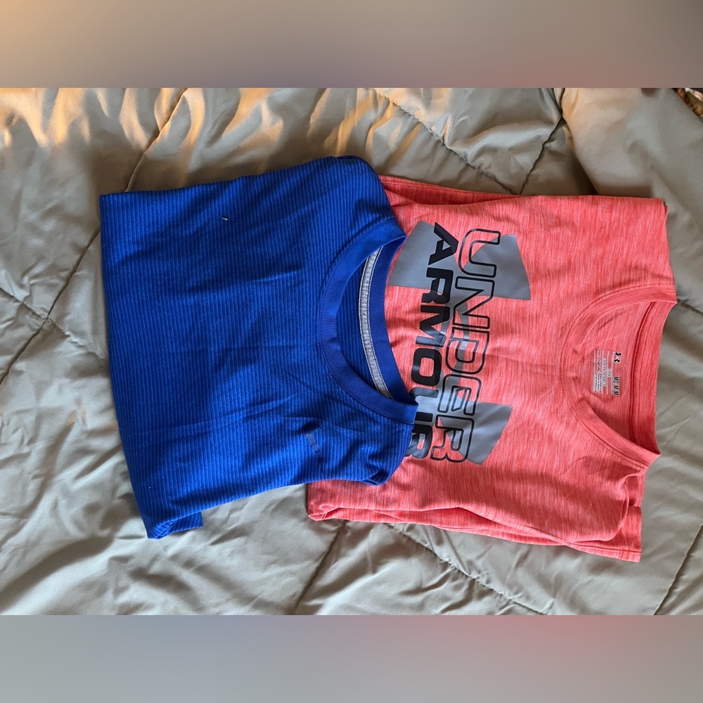 Nike blue dry fit 
 under Armour dry fit 
 bundled